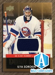 2021-22 UD SERIES 1 ILYA SOROKIN #DD-22 Gold DEBUT DATES Jersey Relic